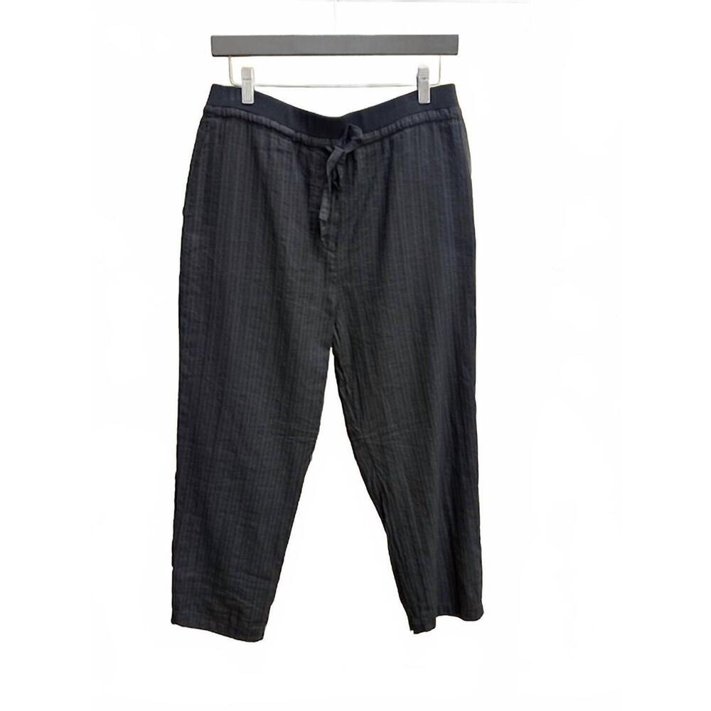 NEW KRISTENSEN DU NORD women's cotton linen blend cropped pant in 10 - black/blu